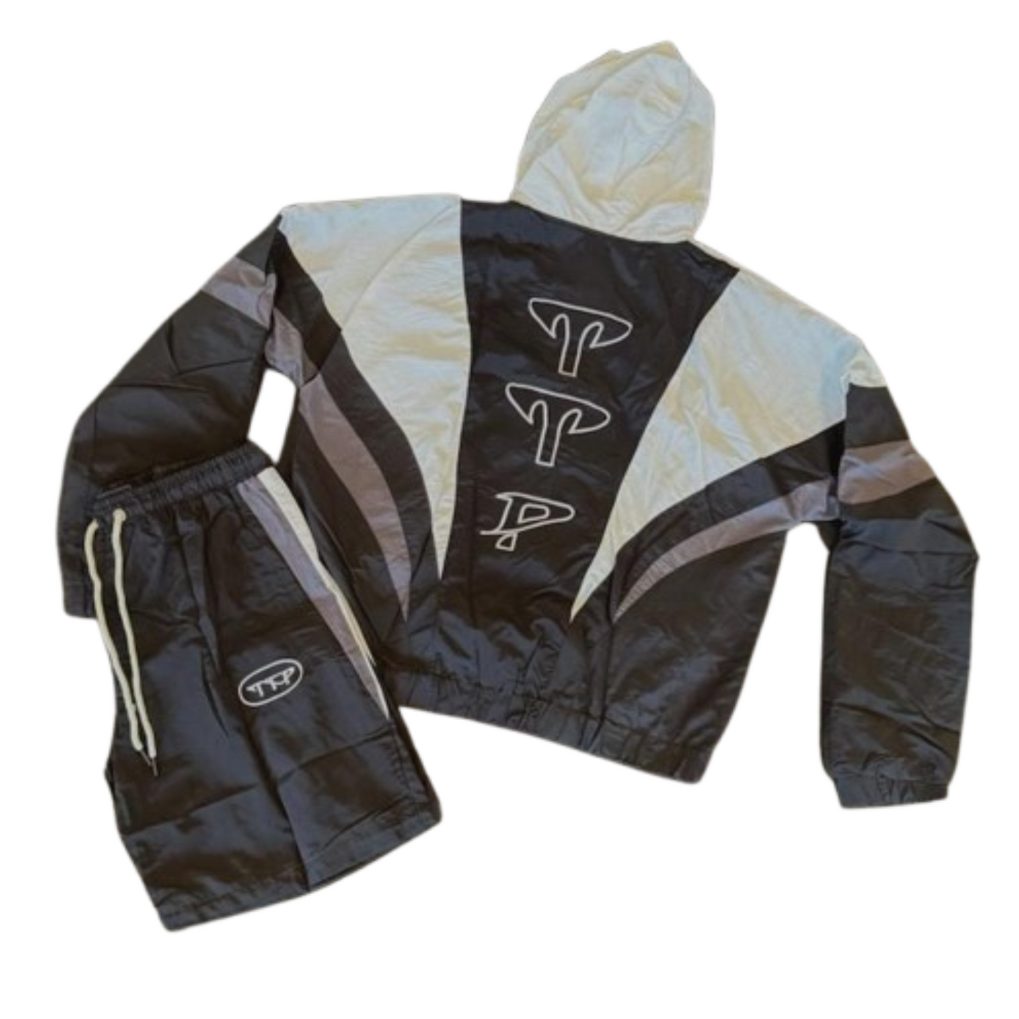 Black and silver track suit