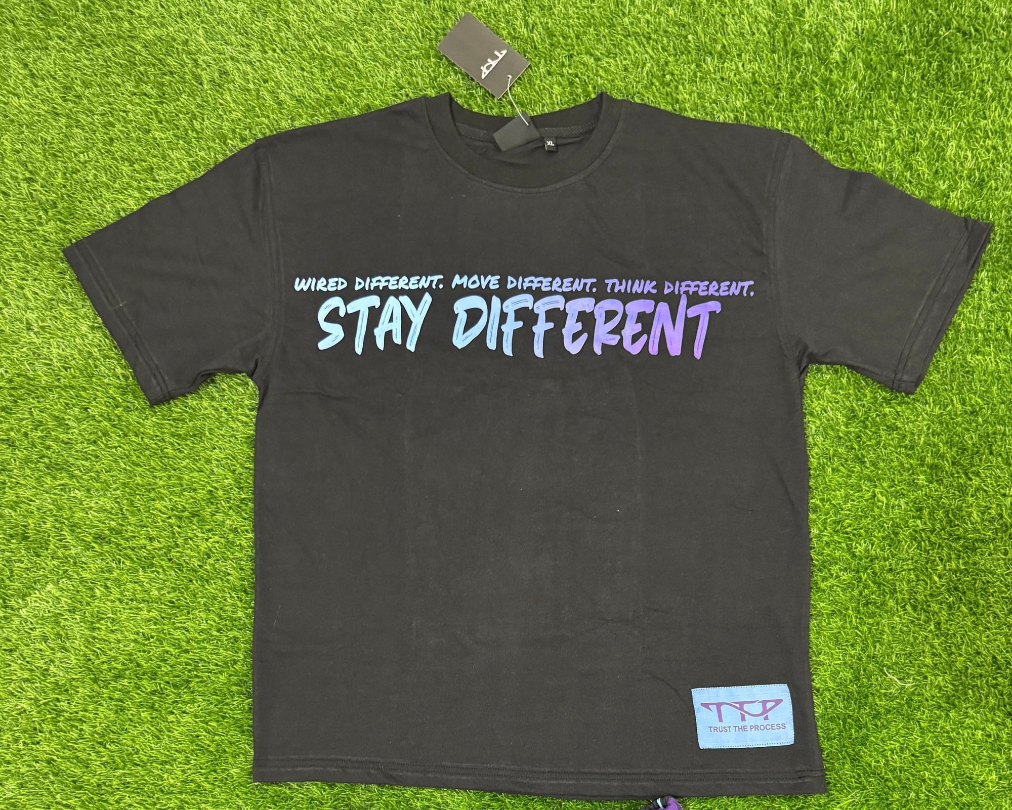 Black, Purple, and Aqua Blue - Wired, Move, Think Different Shirt | 100% Cotton