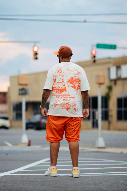 Cream & Orange - Wired, Move, Think Different | 100% Cotton Shirt
