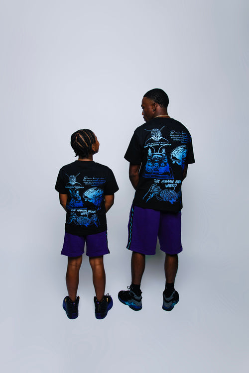 Black, Purple, and Aqua Blue - Wired, Move, Think Different Shirt | 100% Cotton