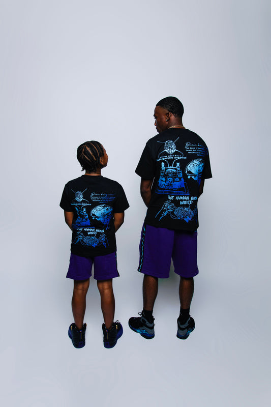 Black, Purple, and Aqua Blue - Wired, Move, Think Different Shirt | 100% Cotton