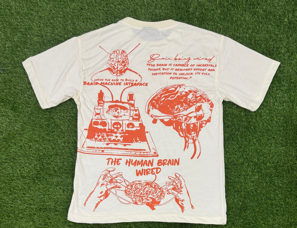 Cream & Orange - Wired, Move, Think Different | 100% Cotton Shirt