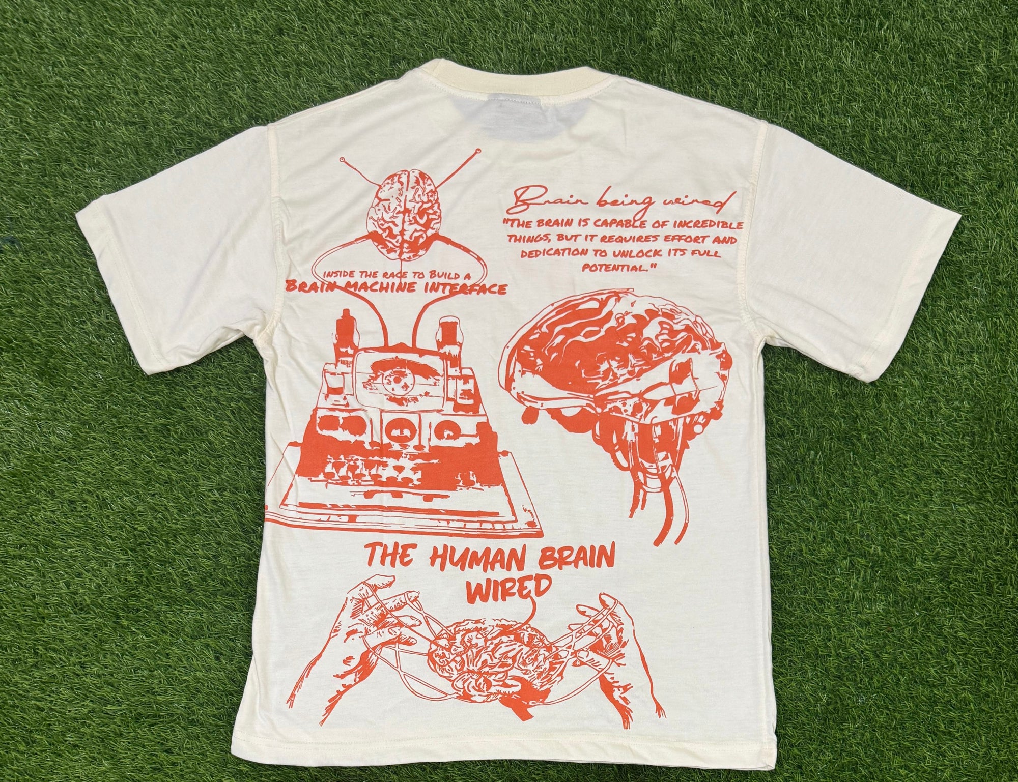 Cream & Orange - Wired, Move, Think Different | 100% Cotton Shirt