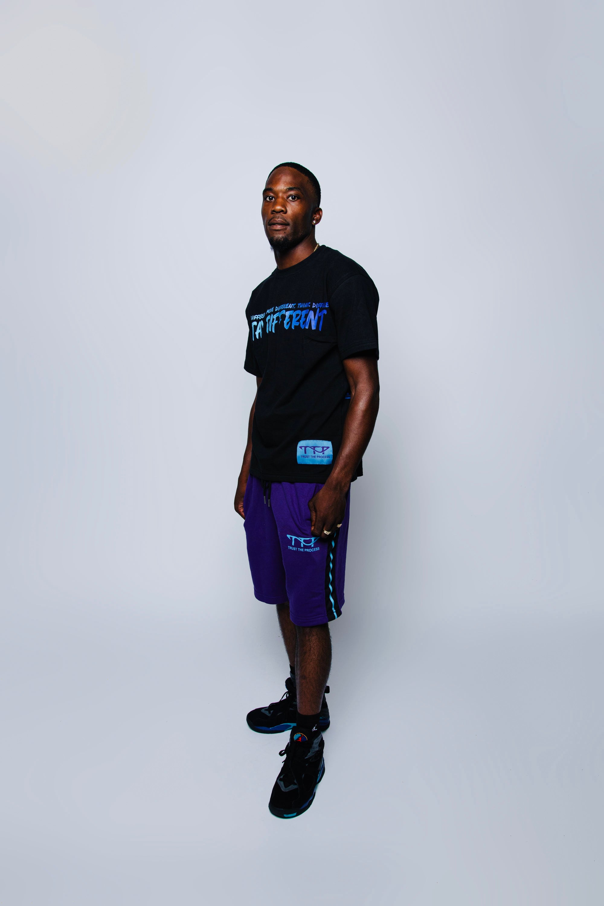 Purple, Black, And Aqua Blue TTP Shorts 100% Cotton