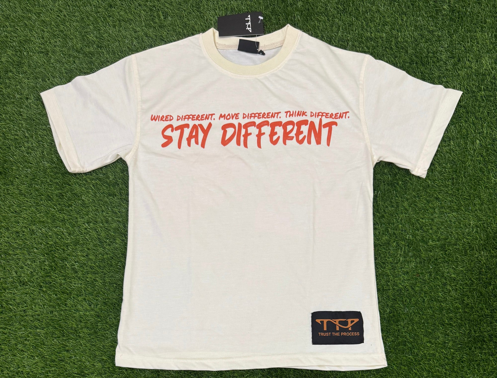 Cream & Orange - Wired, Move, Think Different | 100% Cotton Shirt