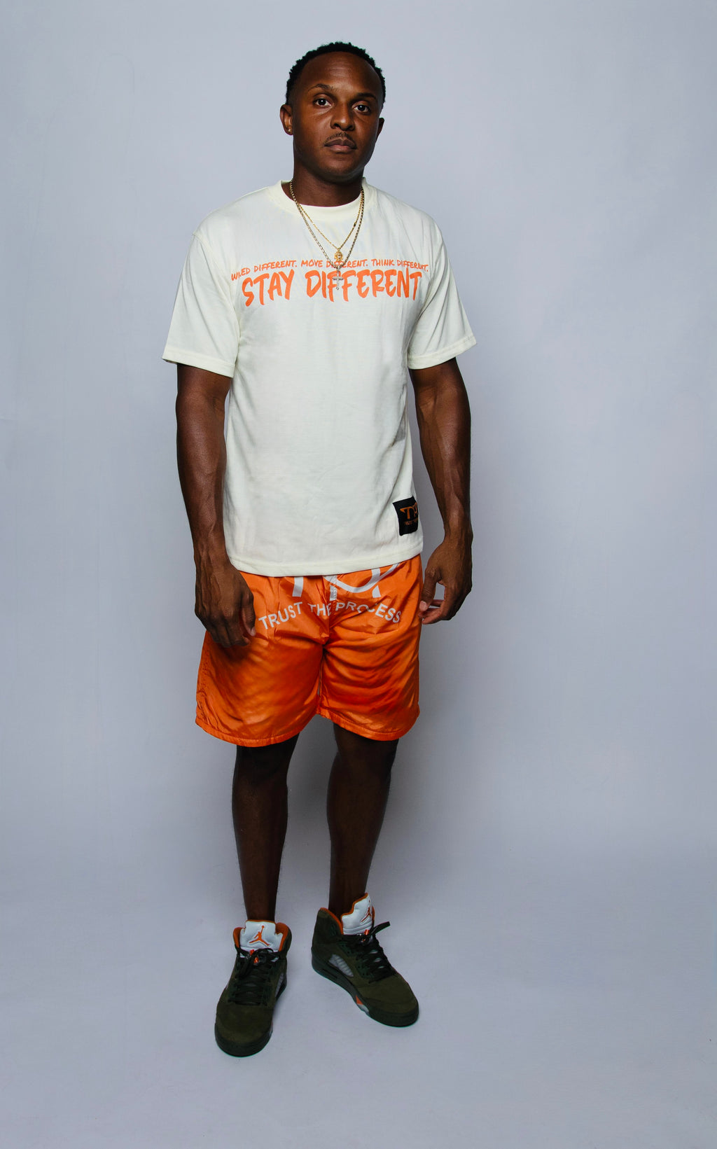 Cream & Orange - Wired, Move, Think Different | 100% Cotton Shirt