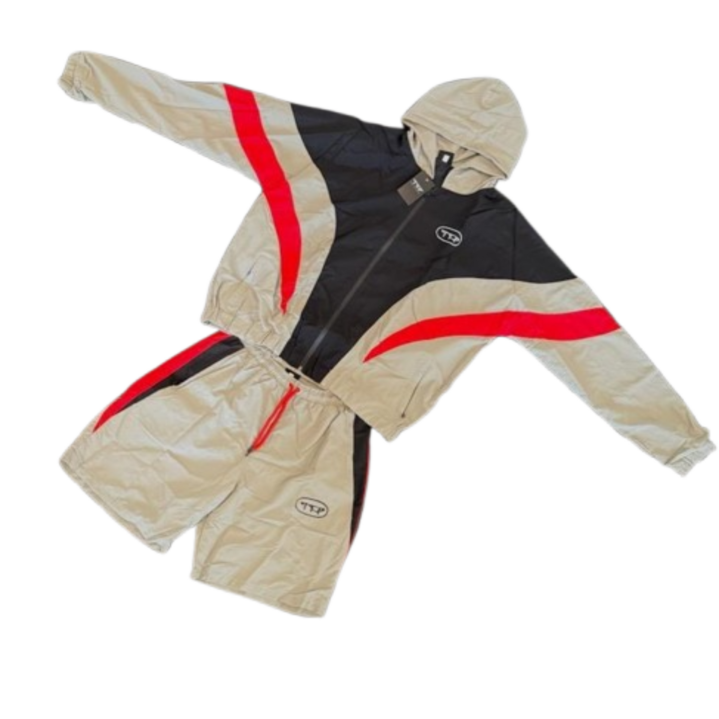 Classic white track suit laid out