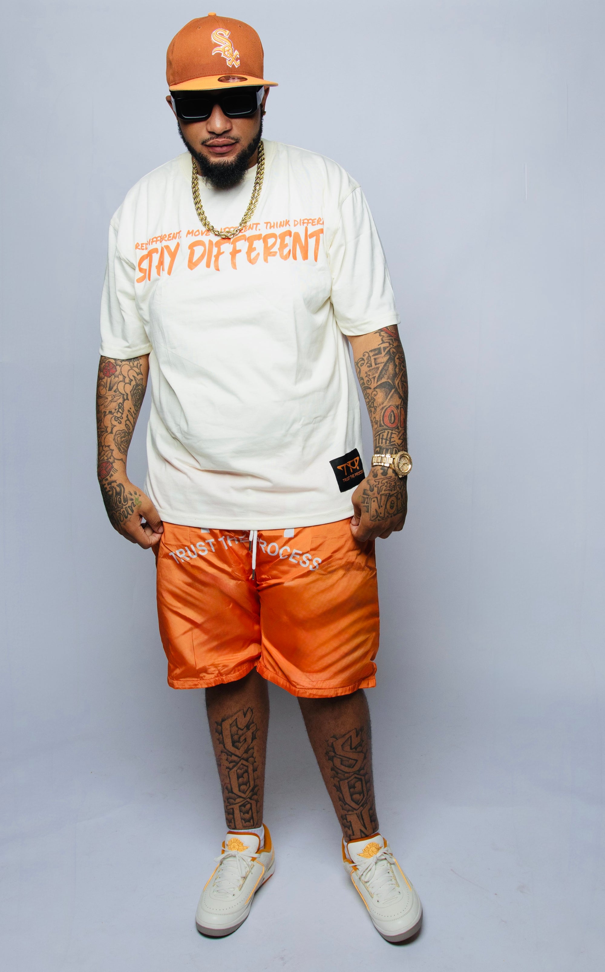 Orange Nylon TTP Logo Shorts
